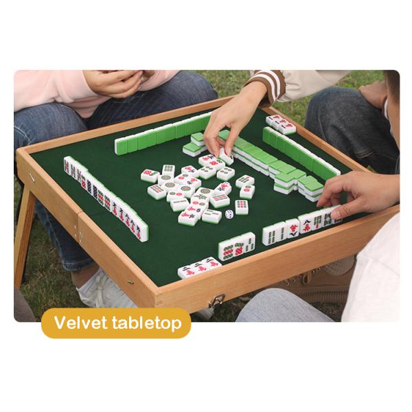 Wood Style Panel Portable Folding Mahjong Table for Outdoor Party Events and Gatherings
