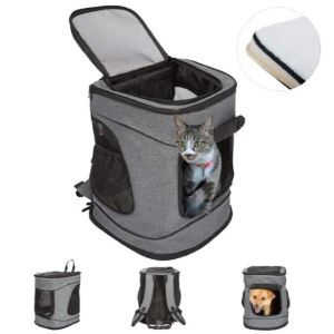 Shockproof Polyester Pet Travel Backpack With Mesh Windows