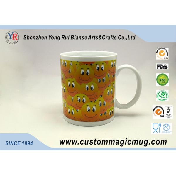 Heat Changing Personalized Kids Mugs White Ceramic Happy Face