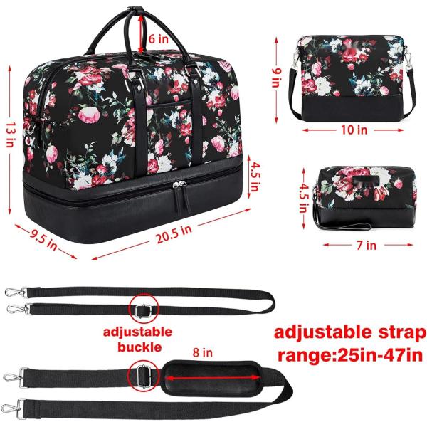 Large Duffel Canvas Overnight Weekender Bag Carry On Tote Bag With Shoe Compartment