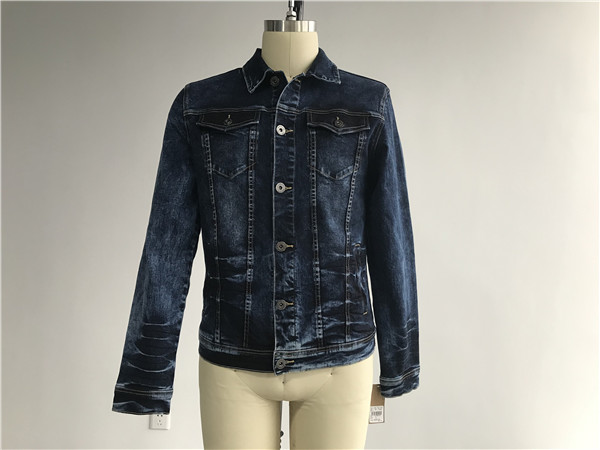 Buy Dark Mottled Wash Mens Denim Jacket And Jeans / Denim Jean Jacket TW76378 at wholesale prices