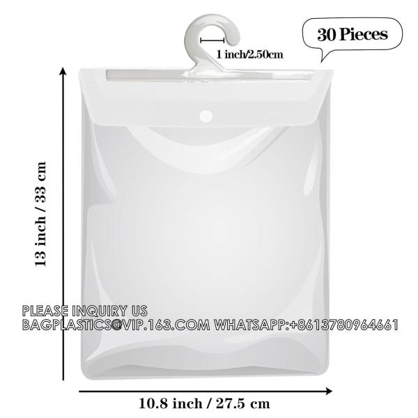 Hanging Storage Bags With Hanger,13" X11" Large Hook Hang-Up Bags, Book Pouch