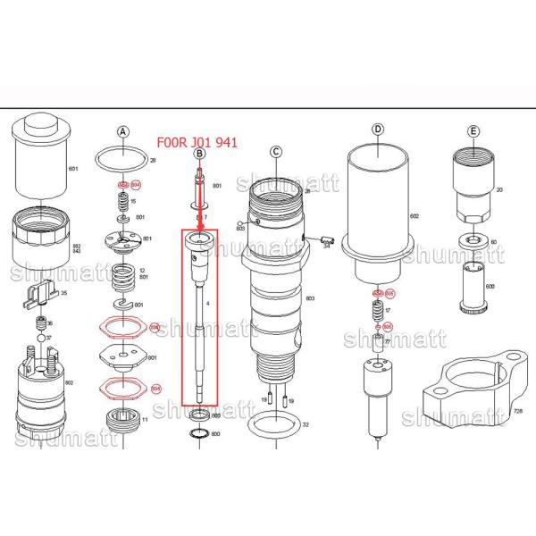 Shumatt Injector Control Valve Set F00RJ01941 for 0445120121/0445120122/0445120125 Injector
