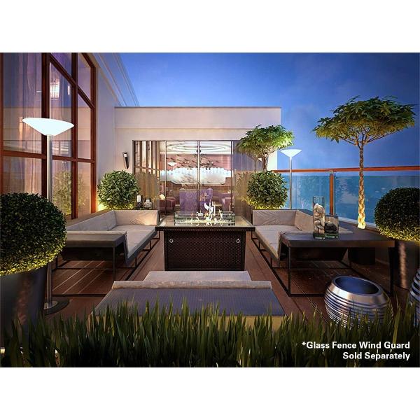 Stainless Steel Burner Square Outdoor Natural Gas Firepit Black All - Season