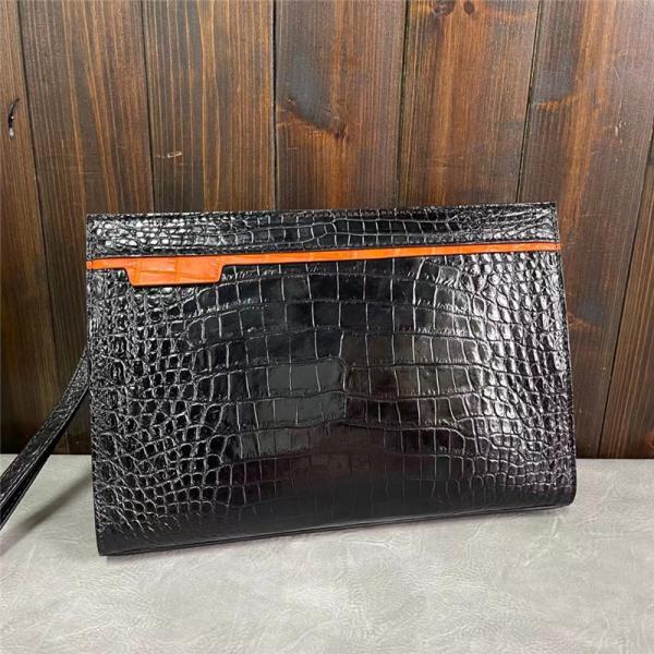 Authentic Crocodile Skin Businessmen Envelop Clutch Wristlets Purse Genuine Alligator Leather Male Large Card Holders