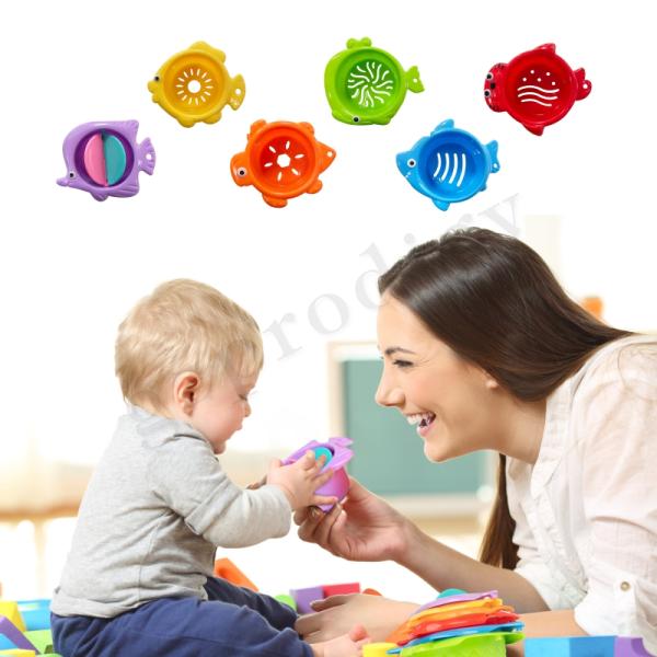 6pcs Plastic Stackable Toys Educational Other Baby Products Stackup Floating
