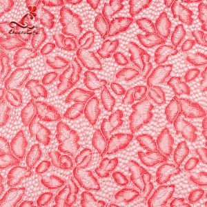 Quality Comfortable Pink Embroidered Lace Fabric Dimensional High Stability for sale