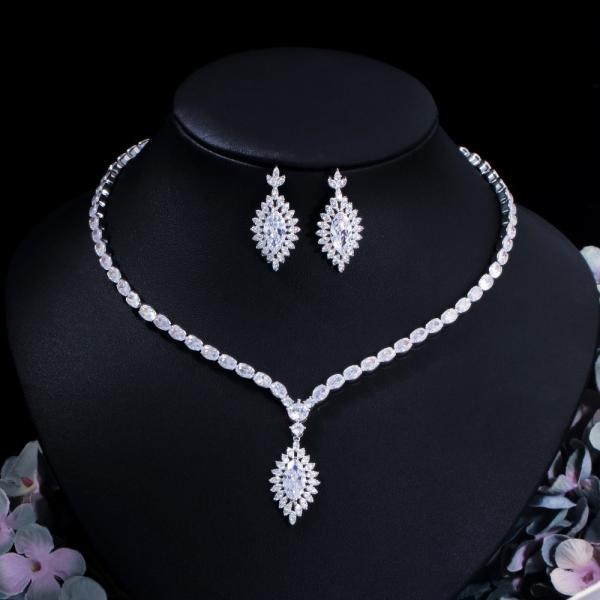 Buy Wholesale Jewelry Set CZ Pendant Necklace Crystal Cubic Zircon Necklace Earrings Jewelry Set necklace earrings For Women at wholesale prices