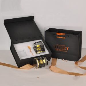 Elegant Glass Bottle Carry Honey Gift Box Magnetic Cardboard Packaging