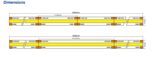 COB LED Strip Lights Bright 504 LEDs/M Natural White 4000K CRI90+ 24V For Cabinet Home