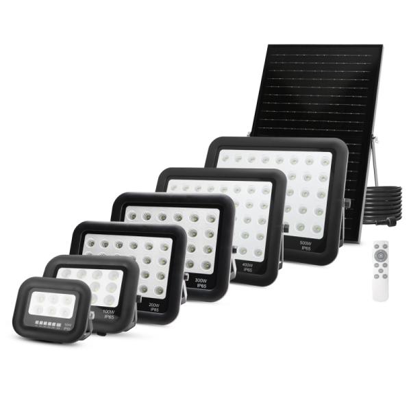 Black ABS Solar Light Remote Control 50w 100w 200w 300w 400w 500w Led Solar Flood Light