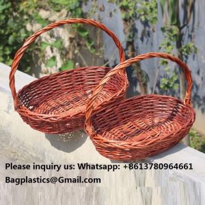 Quality OEM Large Gift Basket Bread Flower Picnic Handmade Woven Custom Straw Wicker Rattan Storage Basket Wicker Gift Baskets Bread Flower Picnic Handmade for sale