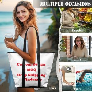 Fashion Casual Street Reusable Environmental Handbag Zipper Tote Bag, Kraft