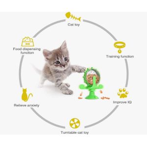 Interactive Training Cat Windmill Toy With Suction Cup For Cat