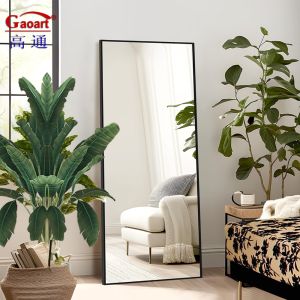 Home Decor Full Length Floor Mirror with Aluninium Alloy Frame and Gold Arch Stand