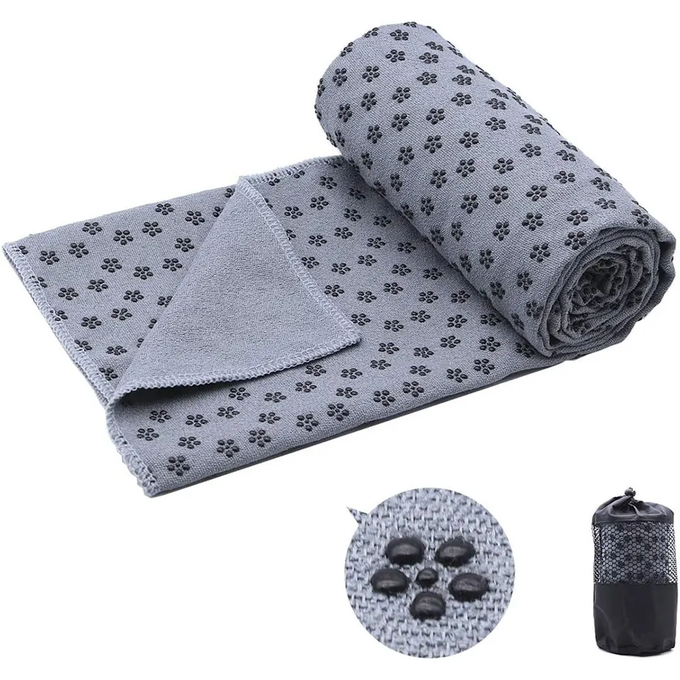 Eco Friendly Silicon Dots Microfiber Non Slip Mat Yoga Towel Yoga Non Slip Towel