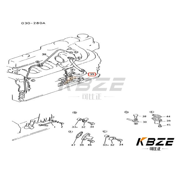 KBZE Brand MITSUBISHI 6D31T Engine Turbo Oil Pipe VAME088283 Replacement For KOBELCO SK200-3
