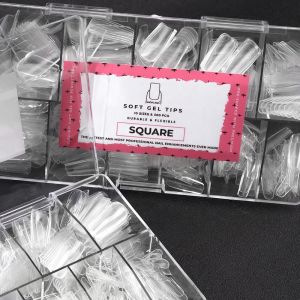 Full Cover 500pcs Stiletto False Nail Tip Full Transparent Xxxl Tapered Square