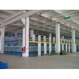 Two Tier Flooring Industrial Mezzanine Floors Shelving 5m Height with Side Board