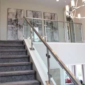Stair Railings / Handrails Mirror Polish Finish Stainless Steel Glass Railing