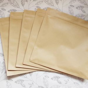 Waterproof snack packaging three side seal kraft paper pouch bag