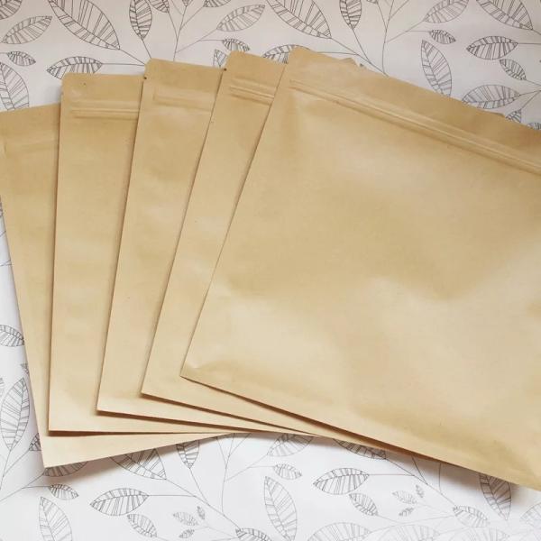 Waterproof snack packaging three side seal kraft paper pouch bag