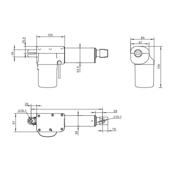 Medical Electric Linear Actuators 24V Motor Push 6000N ABS Plastic