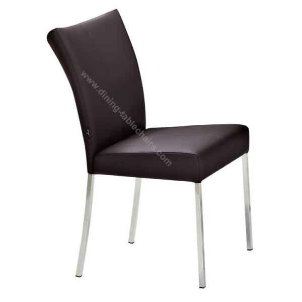 Buy PU Polyurethane High Back Upholstered Dining Chairs Brushed Stainless Leg at wholesale prices