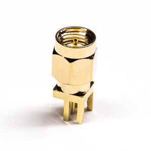 Full Brass RF Coaxial Connector SMA Male Connector For Pcb Vertical 180°