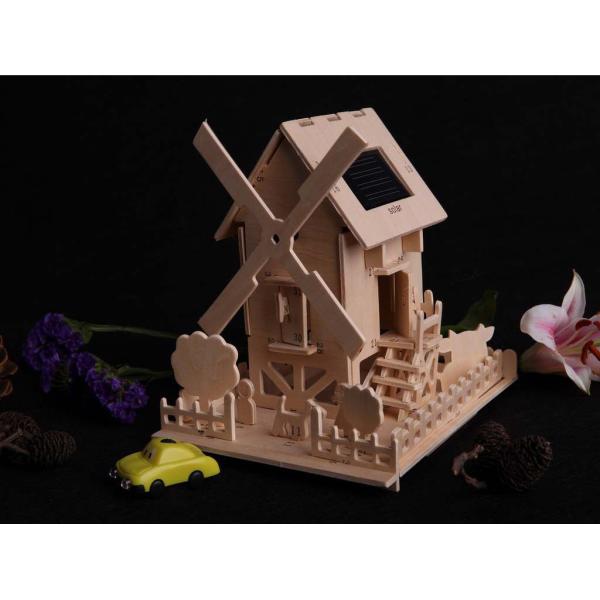 DIY 3D Puzzle Solar Powered Wooden Toys Juguetes Solar Toy House Educational Kids Toys 2023