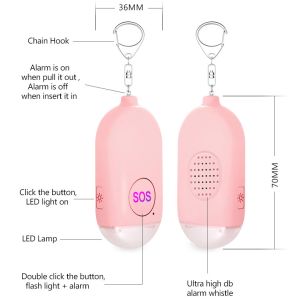 Emergency Led Light Rechargeable Personal Alarm Keychain With SOS Button