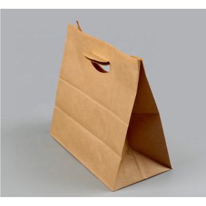Recyclable Kraft Paper Bags With Handles Offset Printing Simple Design