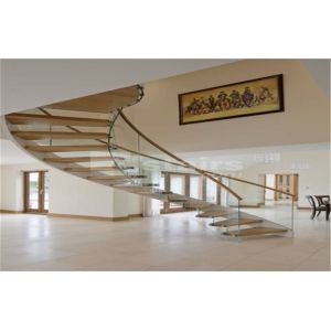 Prefabricated Building Curved Stairs Stainless / Carbon Steel Beam Material
