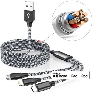 3 in 1 Multi Phone Cord with Type C/Micro/Lightning USB Connectors USB Charging