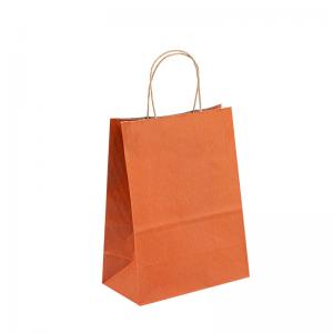 Quality Custom Logo Printed Restaurant Food Takeaway Bag Grocery Brown Kraft Paper Bag With Handle for sale
