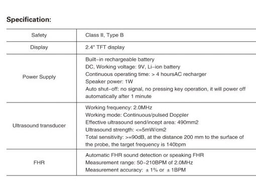 Three color available digital fetal doppler ultrasound equipment baby heart rate monitor