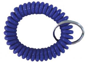 China Plastic Wrist Coil Key Chain , Polyurethane Blue Spiral Wrist Key Chain on sale