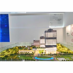 Modern Office Architectural Scale Model 1:150 Integrated Green Spaces
