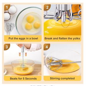Stainless steel semi-automatic egg beater，multifunctional cooking tool