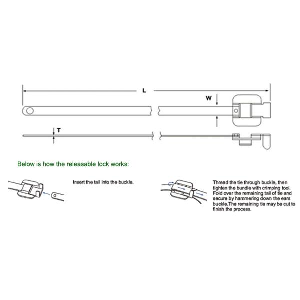 LKS-457M PPA Coated Releasable Stainless Steel Cable Ties