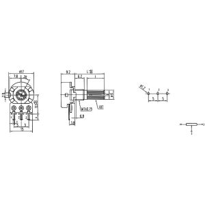 16mm rotray potentiometer, potentiometer with metal shaft, carbon potentiometer,