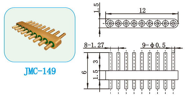9 Pins 0.5mm Hermetically Sealed Connectors / Multi Pin Rf Connector ROHS