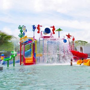 Family Children Water Park Playground with Fiberglass Slide for Fun