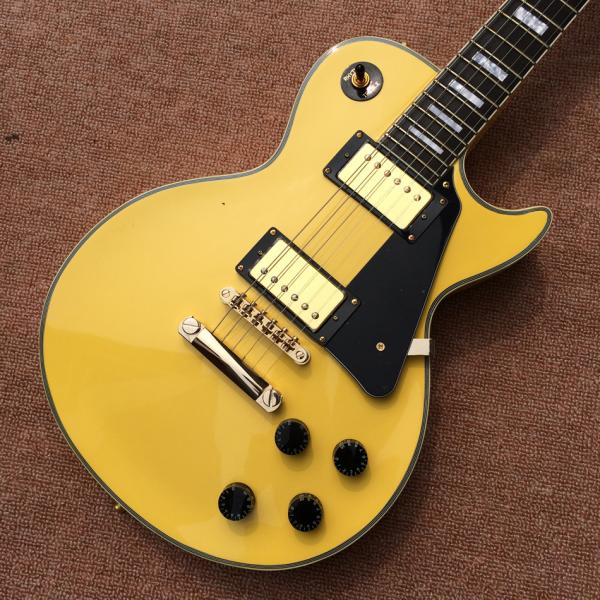 Custom LP electric guitar, Ebony fingerboard egg yellow gold hardware electric guitar, Free shipping