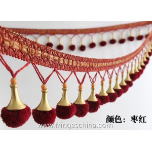 Machine producing OEM wholesale beautiful fabric drapery trimmings beaded pom