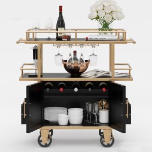 Standard Size Customized Wood Trolley with Wheels Used in Hotel Restaurant