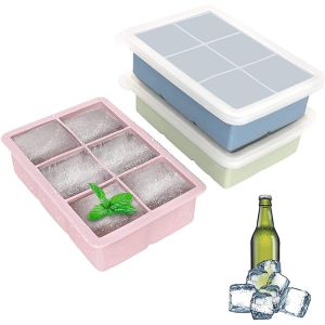 Large Square Ice Cube Tray With Lid Easy Release Reusable Ice Cubes For Soup