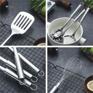 Multiapplication Stainless Steel Kitchen Utensil Set With Holder Rustresistant