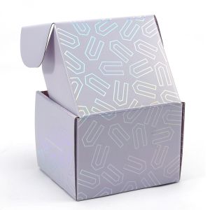 Custom Logo Holograph Pink Mailer Box Folding Corrugated Board Paper Packaging