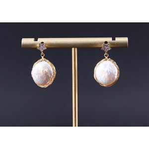 Vintage Circle Earrings For Women Irregular Baroque Pearl Earring Natural